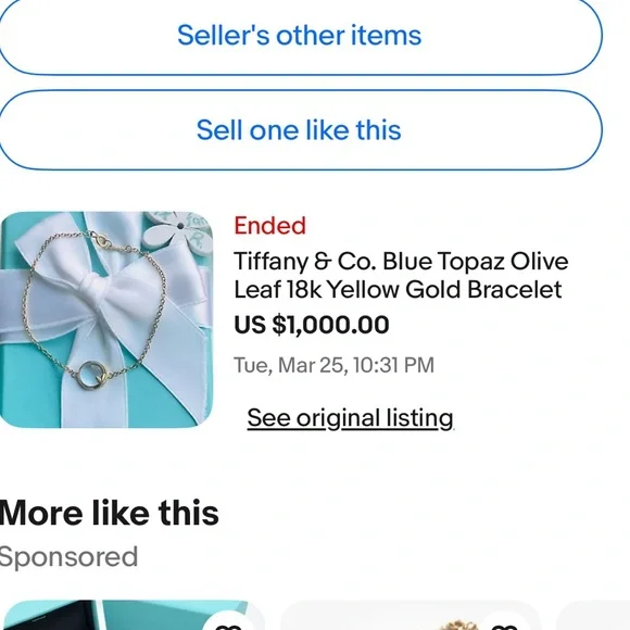 Tiffany yellow gold olive leaf topaz bracelet - Picture 9 of 9